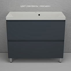 Style Line Тумба с кварцевой раковиной жасмин Манхэттен 100 Plus эмаль графит матовая – фотография-2